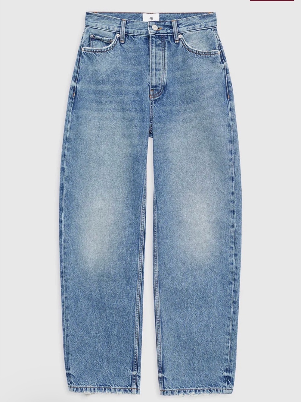 NWT Anine Bing Fritz Baltic Blue Wide Leg Faded Jeans Size 27